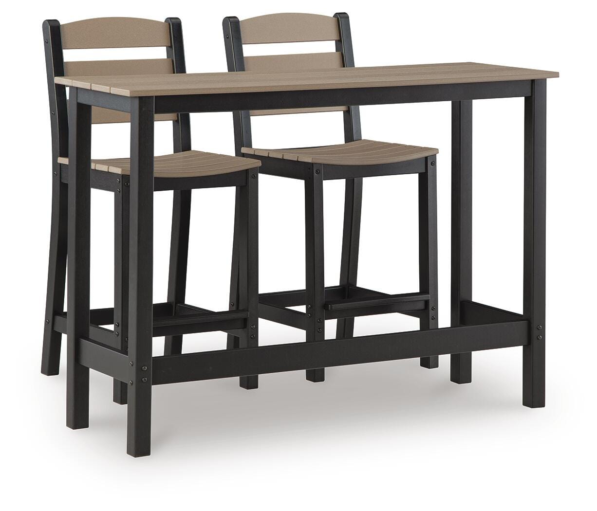 Shoreline Beach Outdoor Counter Table and 2 Barstools - Beige (1)