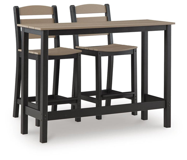 Shoreline Beach Outdoor Counter Table and 2 Barstools - Beige (1)