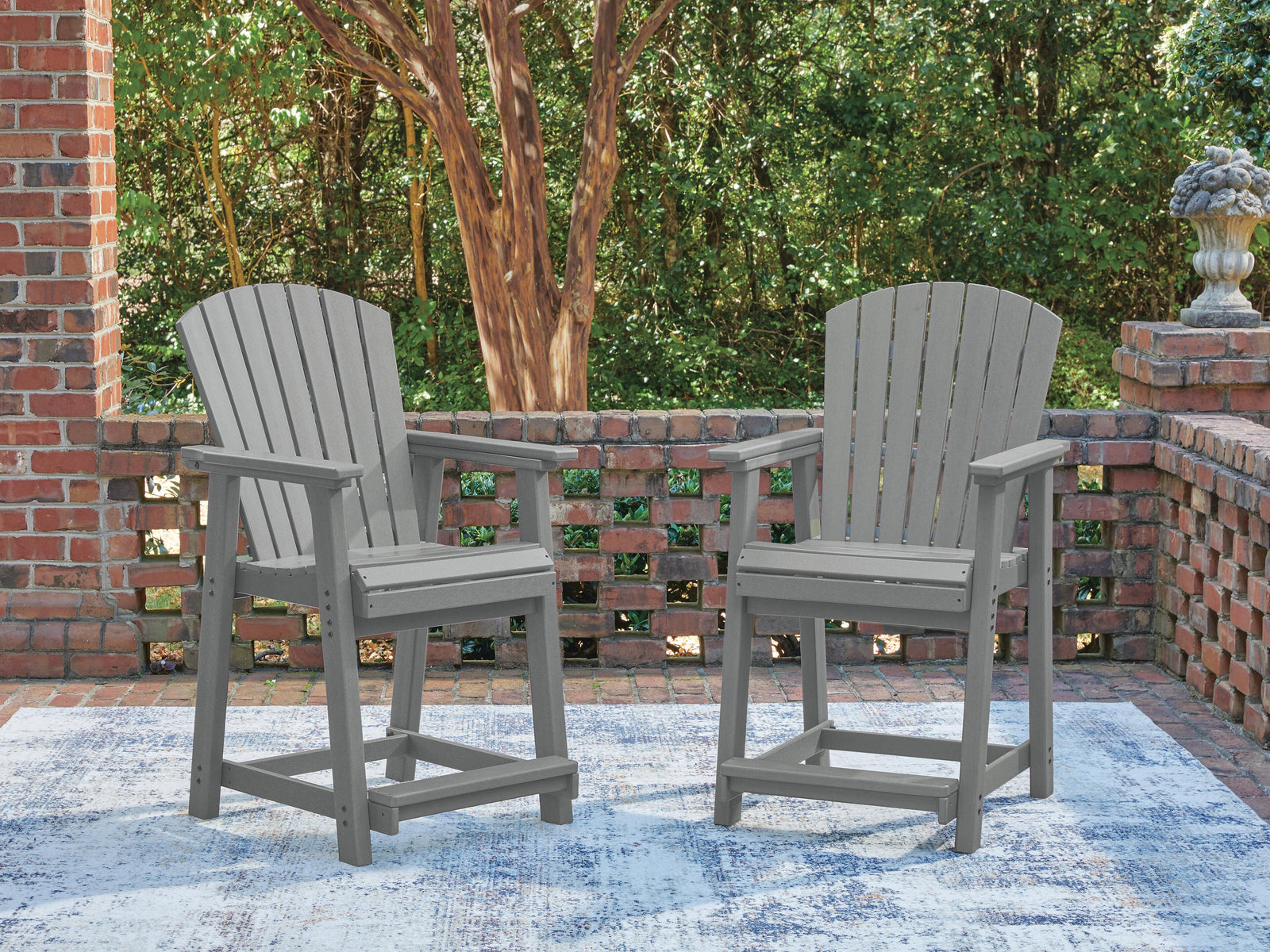 Sanctuary Beach Outdoor Counter Height Bar Stool (Set of 2) - Dark Gray (2)