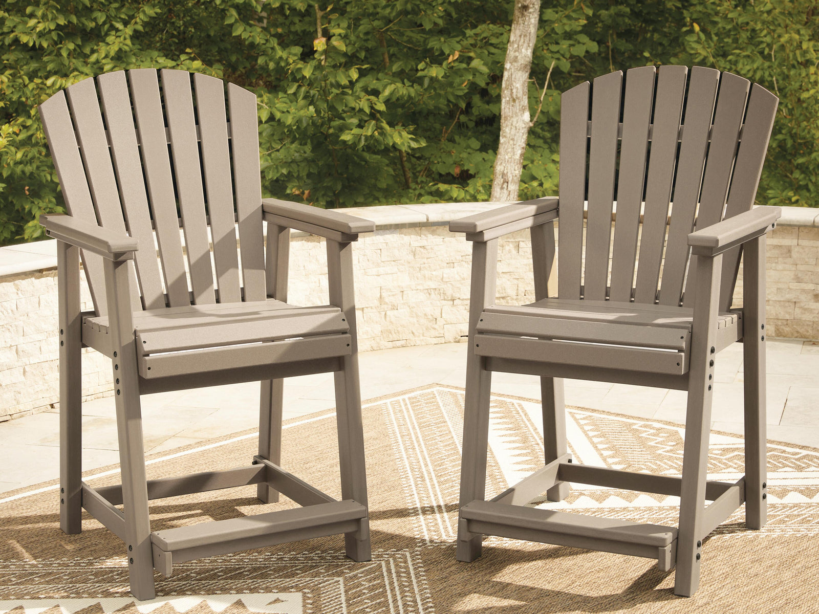 Seacliff Beach Outdoor Counter Height Bar Stool (Set of 2) - Light Brown (2)