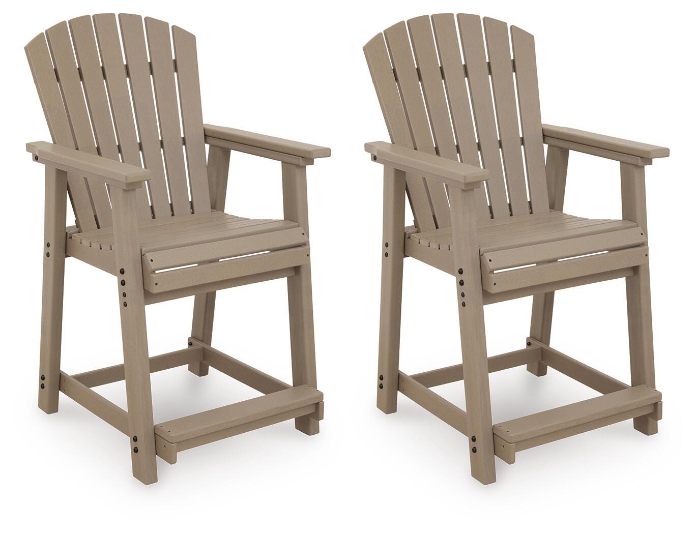 Seacliff Beach Outdoor Counter Height Bar Stool (Set of 2) - Light Brown (1)