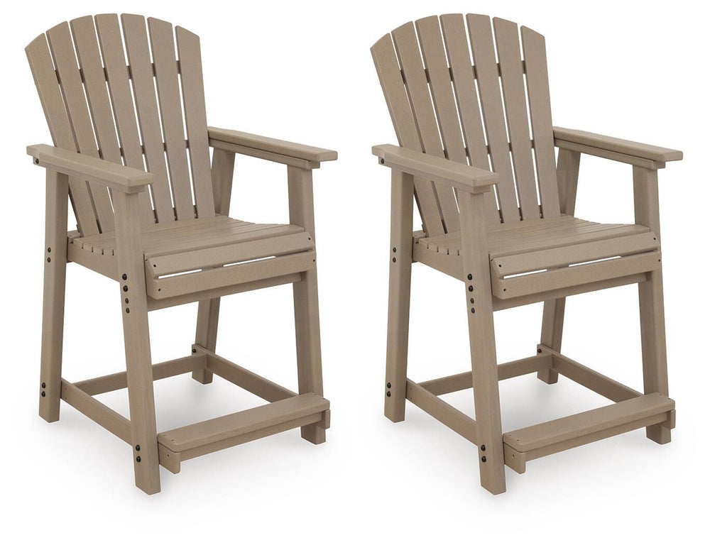 Seacliff Beach Outdoor Counter Height Bar Stool (Set of 2) - Light Brown (1)