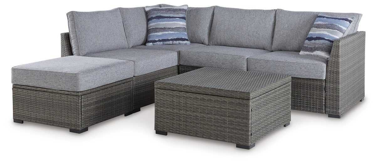 Petal Road Outdoor Loveseat Sectional/Ottoman/Table Set (Set of 4) - Gray (1)