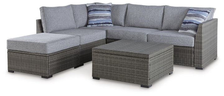 Petal Road Outdoor Loveseat Sectional/Ottoman/Table Set (Set of 4) - Gray (1)