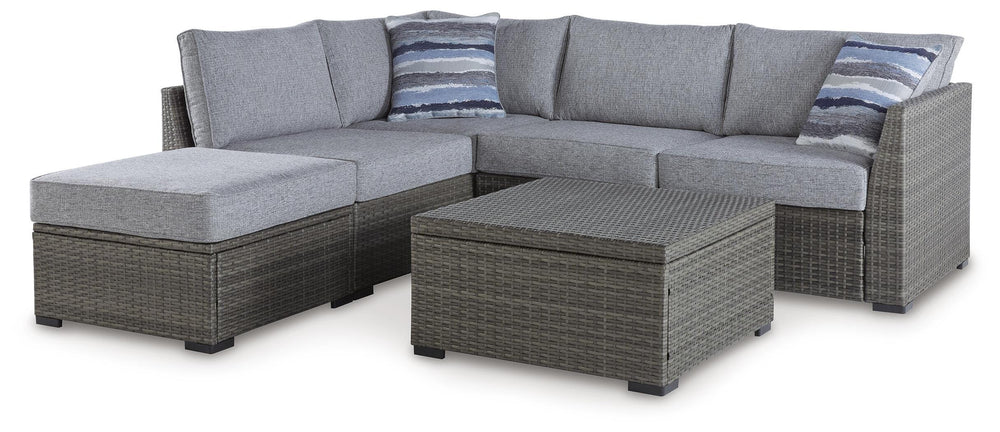 Petal Road Outdoor Loveseat Sectional/Ottoman/Table Set (Set of 4) - Gray (1)