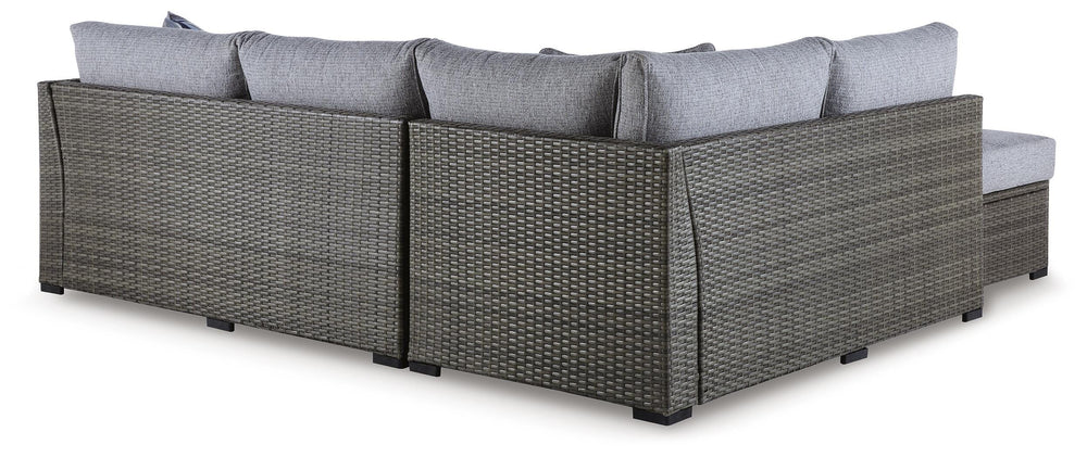 Petal Road Outdoor Loveseat Sectional/Ottoman/Table Set (Set of 4) - Gray (5)