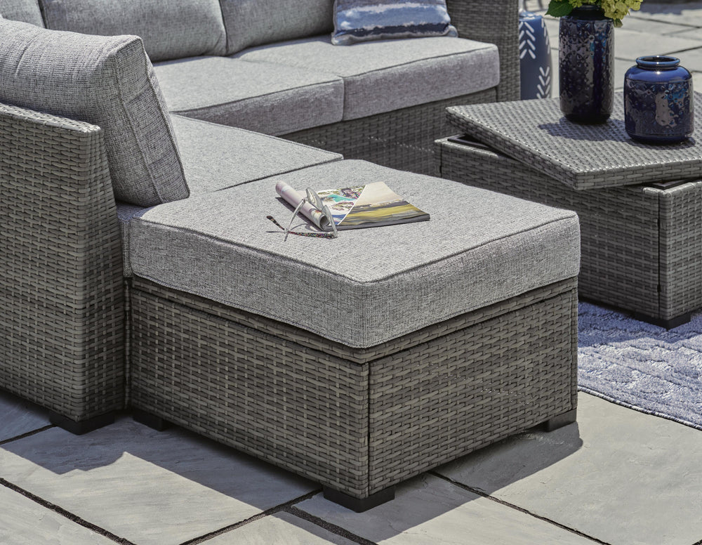 Petal Road Outdoor Loveseat Sectional/Ottoman/Table Set (Set of 4) - Gray (7)