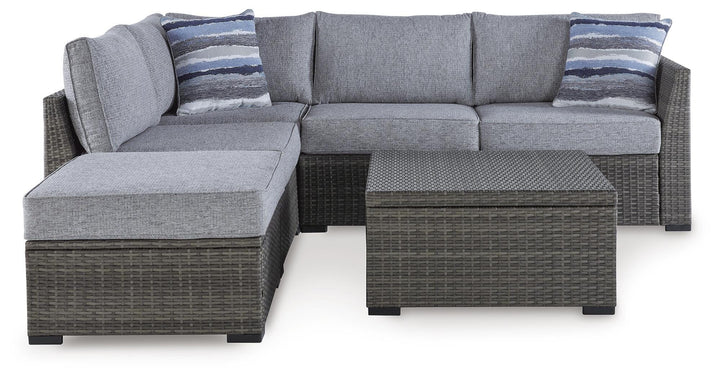 Petal Road Outdoor Loveseat Sectional/Ottoman/Table Set (Set of 4) - Gray (3)