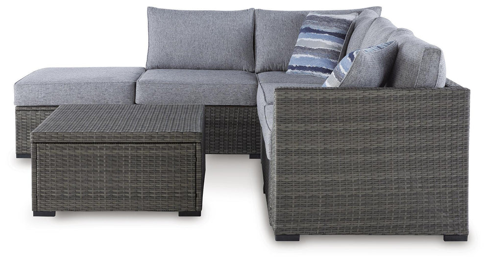 Petal Road Outdoor Loveseat Sectional/Ottoman/Table Set (Set of 4) - Gray (4)