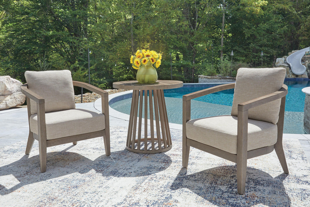 Joy Lagoon Outdoor Chairs with Cushions/Table (Set of 3) - Beige (9)