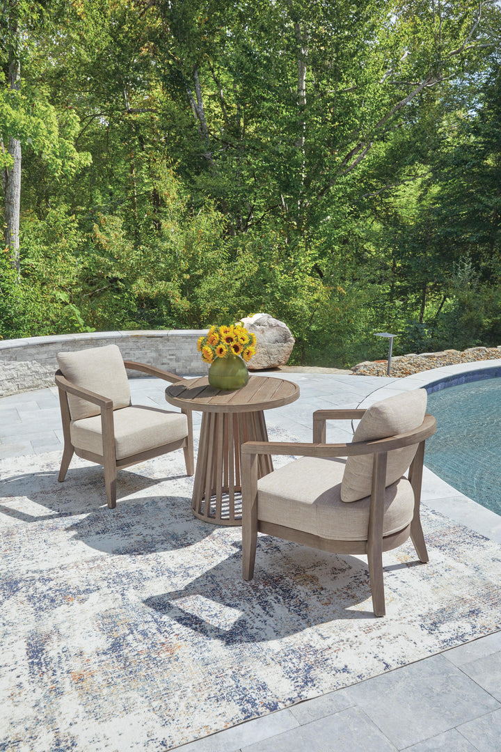 Joy Lagoon Outdoor Chairs with Cushions/Table (Set of 3) - Beige (10)