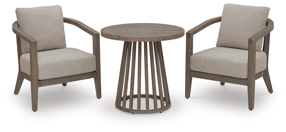 Joy Lagoon Outdoor Chairs with Cushions/Table (Set of 3) - Beige (1)