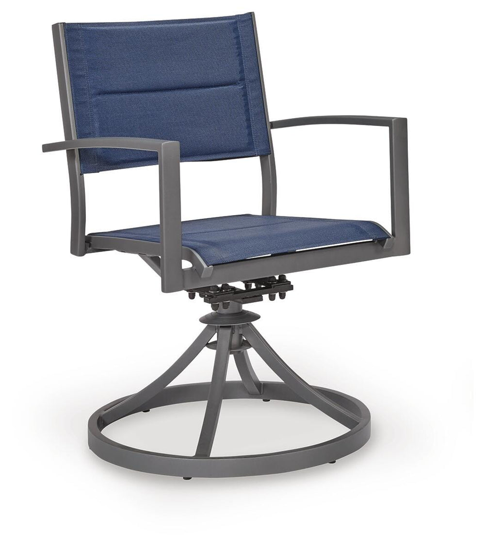 Rocky Creek Outdoor Sling Swivel Chair (Set of 2) - Blue (3)