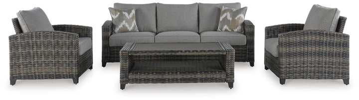 Oasis Court Outdoor Sofa/Chairs/Table Set (Set of 4) - Dark Gray (3)