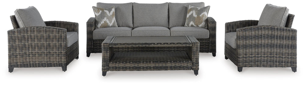 Oasis Court Outdoor Sofa/Chairs/Table Set (Set of 4) - Dark Gray (3)