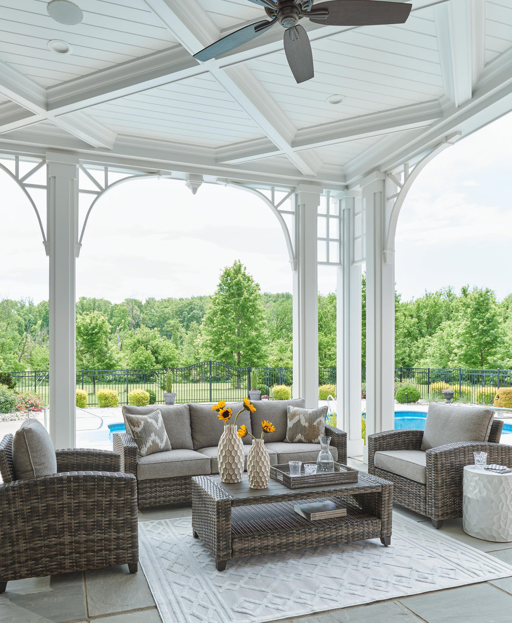 Oasis Court Outdoor Sofa/Chairs/Table Set (Set of 4) - Dark Gray (6)