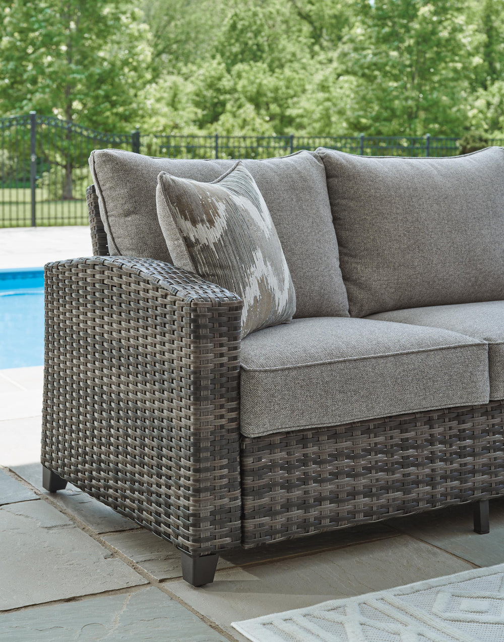 Oasis Court Outdoor Sofa/Chairs/Table Set (Set of 4) - Dark Gray (7)