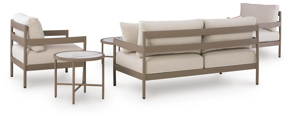 Bluff Trail Outdoor Love/Chairs/Tables Set (Set of 5) - Beige (4)