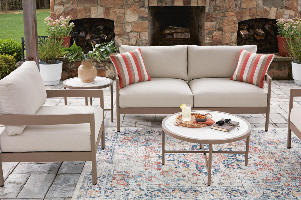 Bluff Trail Outdoor Love/Chairs/Tables Set (Set of 5) - Beige (6)