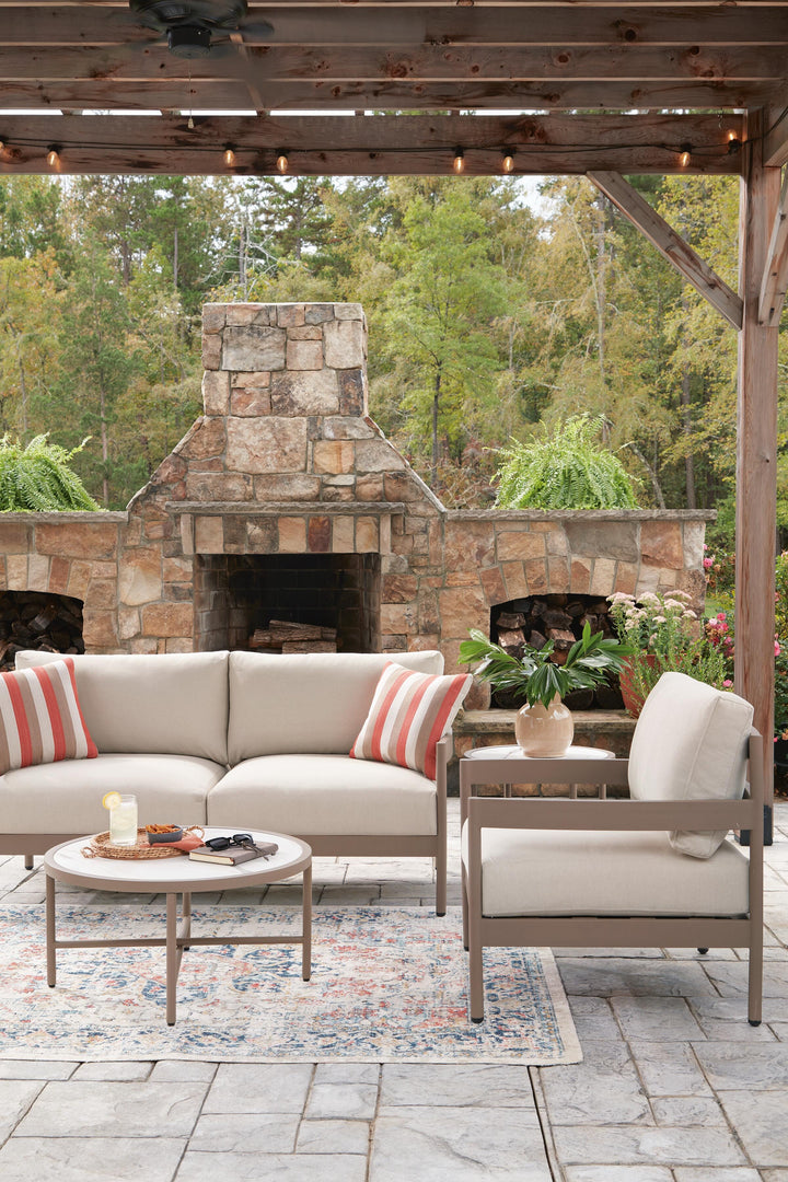 Bluff Trail Outdoor Love/Chairs/Tables Set (Set of 5) - Beige (7)