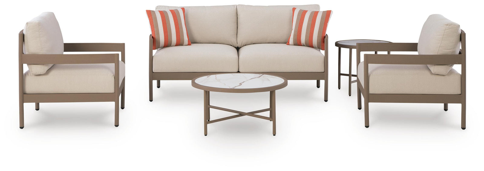 Bluff Trail Outdoor Love/Chairs/Tables Set (Set of 5) - Beige (1)