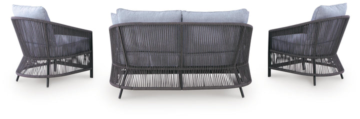 Bridges Beach Outdoor Love/Chairs/Table Set (Set of 4) - Gray (4)