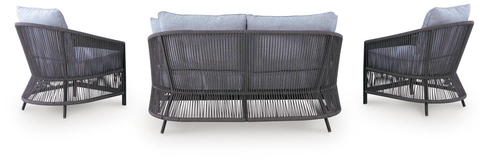 Bridges Beach Outdoor Love/Chairs/Table Set (Set of 4) - Gray (4)