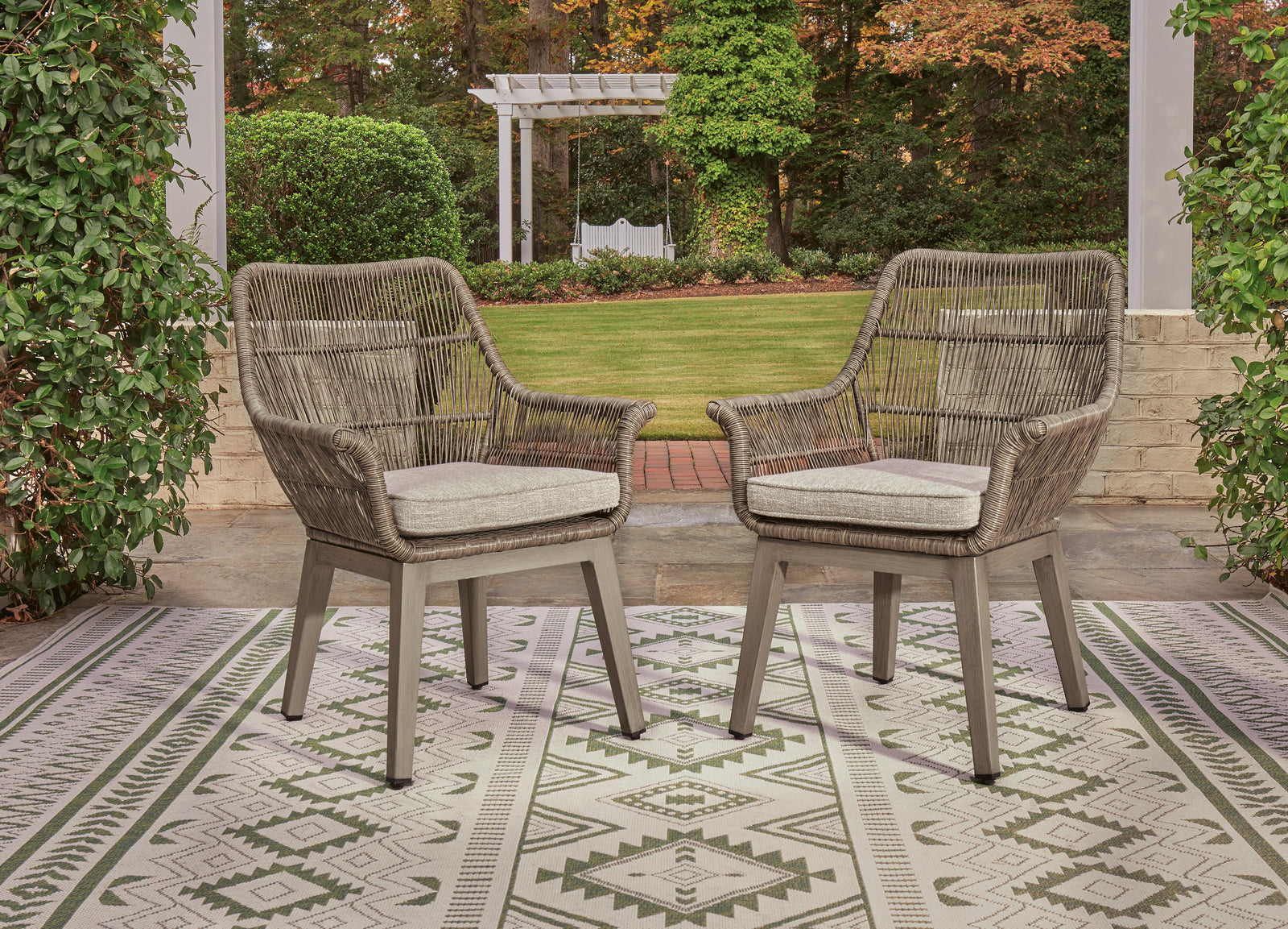 Beach Front Arm Chair with Cushion (Set of 2) - Beige (2)
