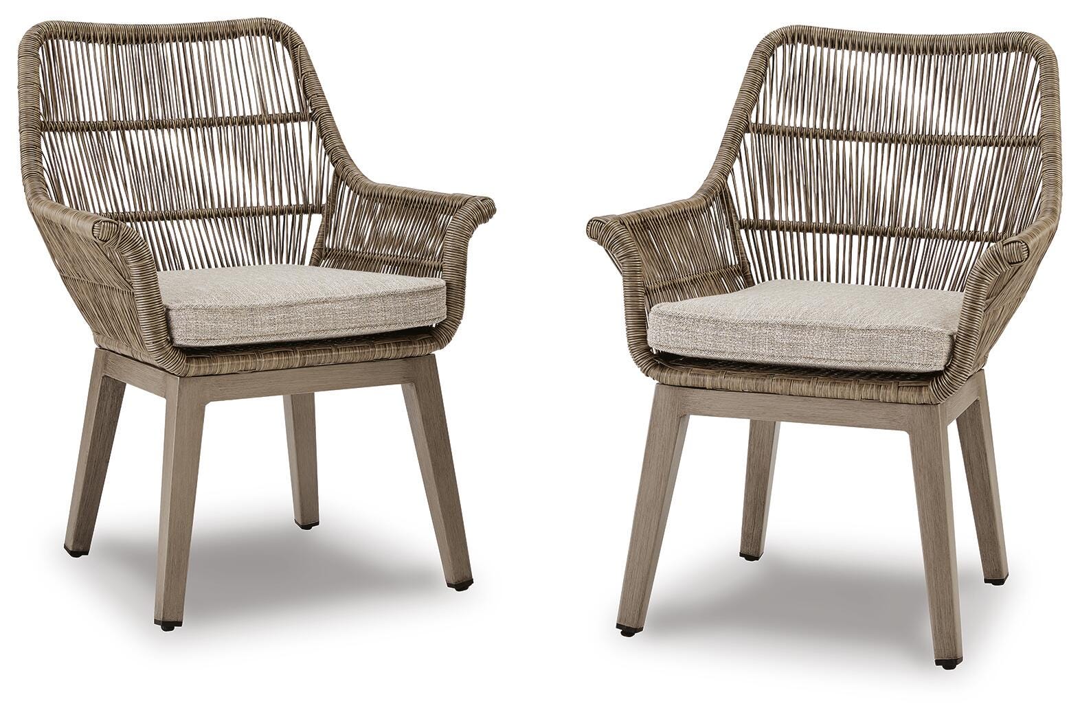 Beach Front Arm Chair with Cushion (Set of 2) - Beige (1)