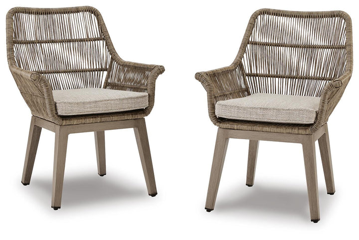 Beach Front Arm Chair with Cushion (Set of 2) - Beige (1)