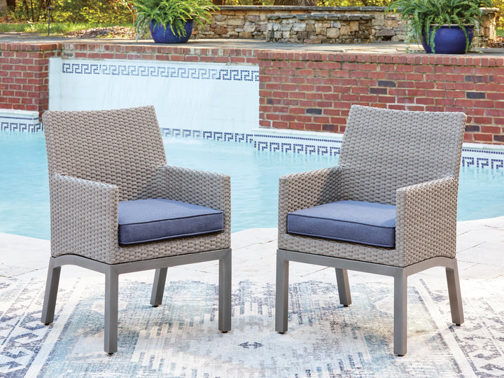 Half Moon Beach Outdoor Arm Chair with Cushion (Set of 2) - Blue (2)
