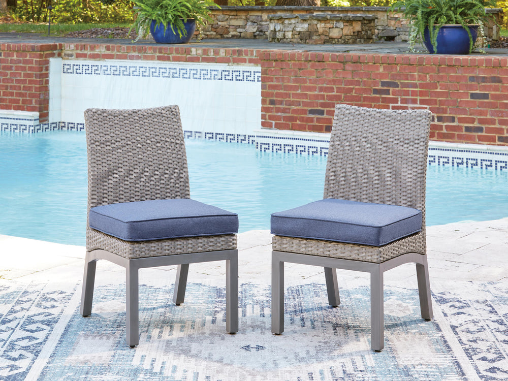 Half Moon Beach Outdoor Side Chair with Cushion (Set of 2) - Blue (2)