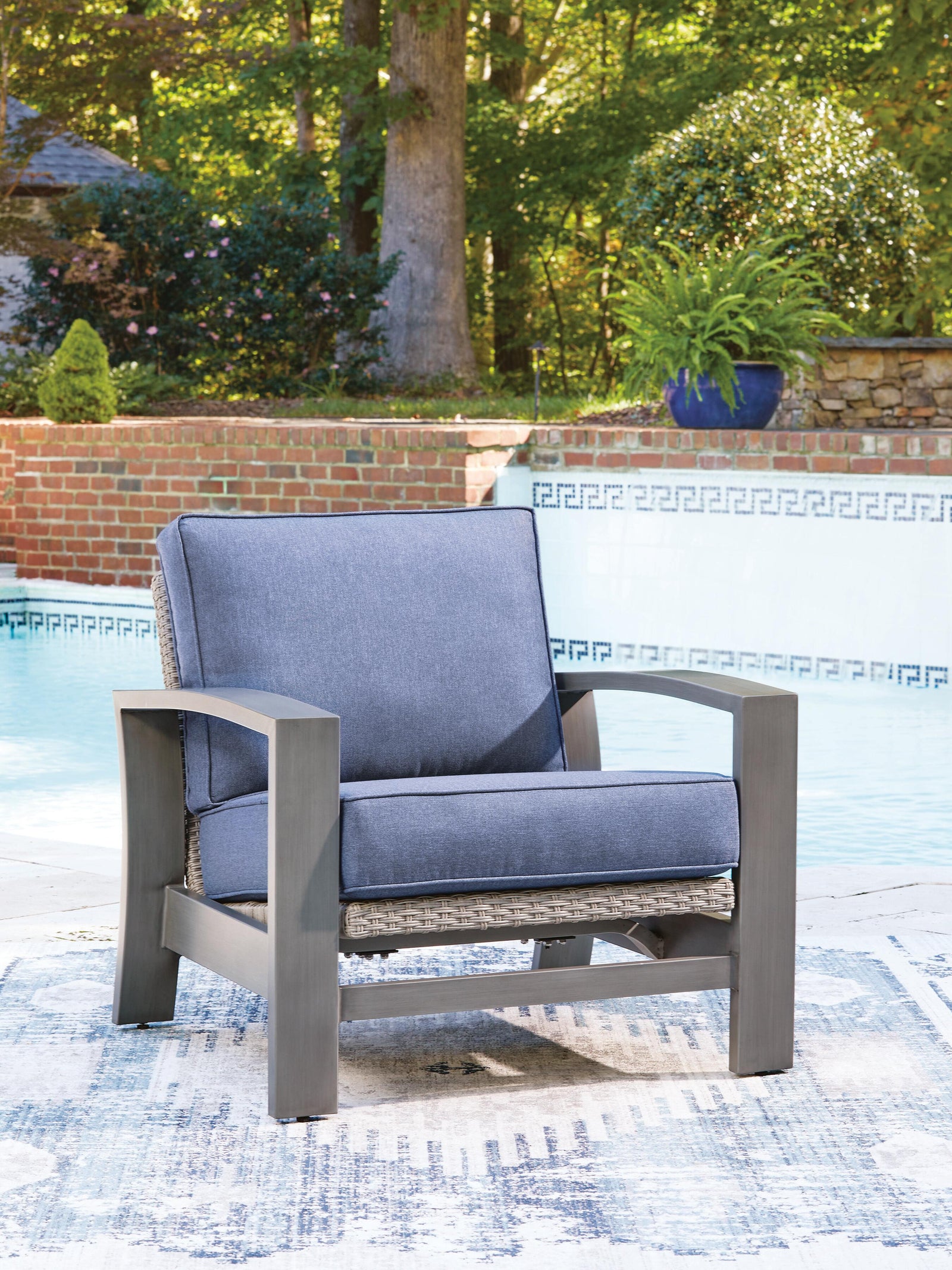 Half Moon Beach Outdoor Spring Lounge Chair - Blue (2)