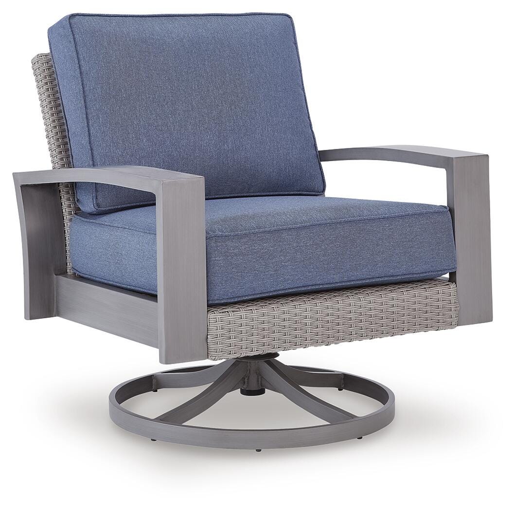 Half Moon Beach Outdoor Swivel Lounge Chair with Cushion - Blue (1)