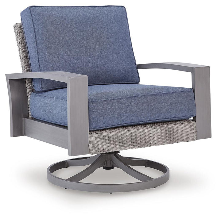 Half Moon Beach Outdoor Swivel Lounge Chair with Cushion - Blue (1)