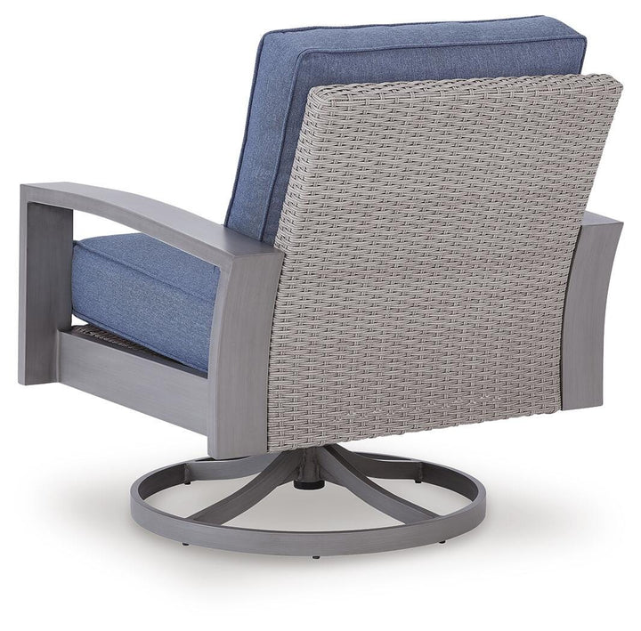 Half Moon Beach Outdoor Swivel Lounge Chair with Cushion - Blue (4)