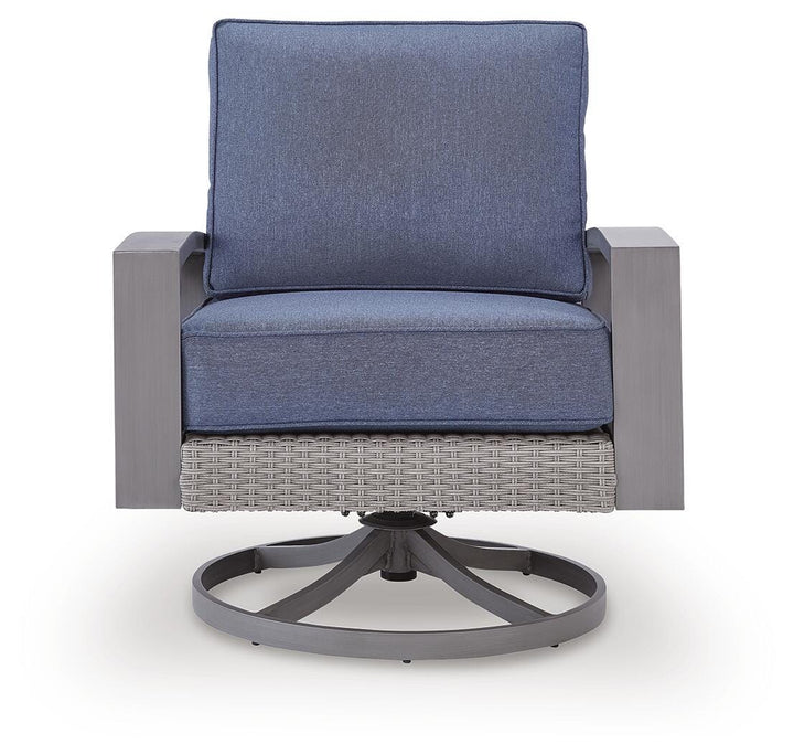 Half Moon Beach Outdoor Swivel Lounge Chair with Cushion - Blue (3)