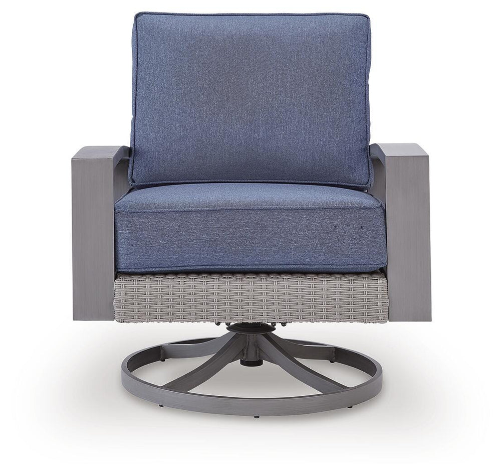 Half Moon Beach Outdoor Swivel Lounge Chair with Cushion - Blue (3)