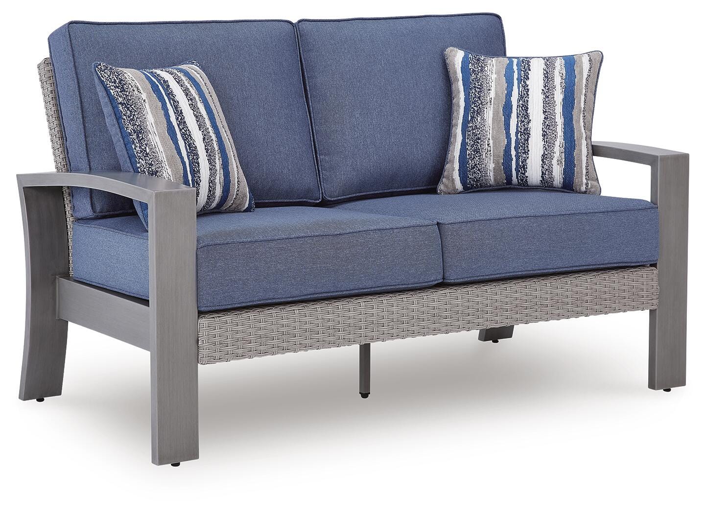 Half Moon Beach Outdoor Loveseat with Cushion - Blue (1)