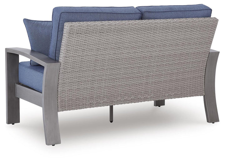Half Moon Beach Outdoor Loveseat with Cushion - Blue (4)