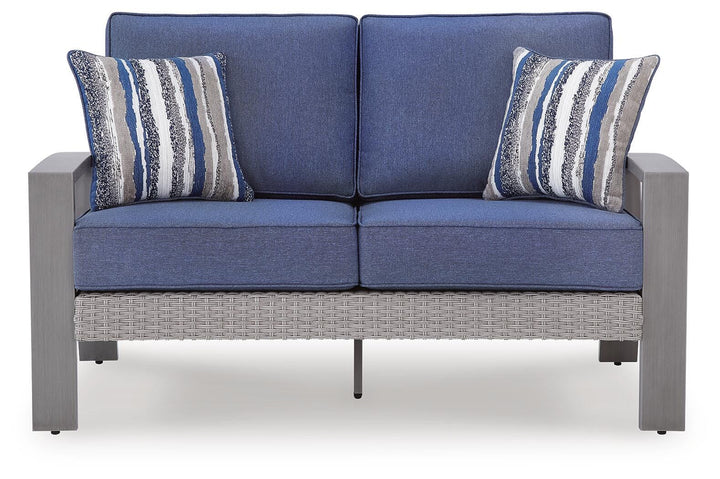 Half Moon Beach Outdoor Loveseat with Cushion - Blue (3)