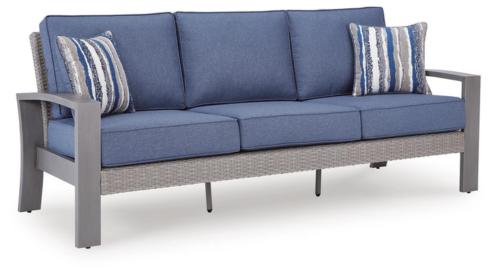 Half Moon Beach Outdoor Sofa with Cushion - Blue (1)
