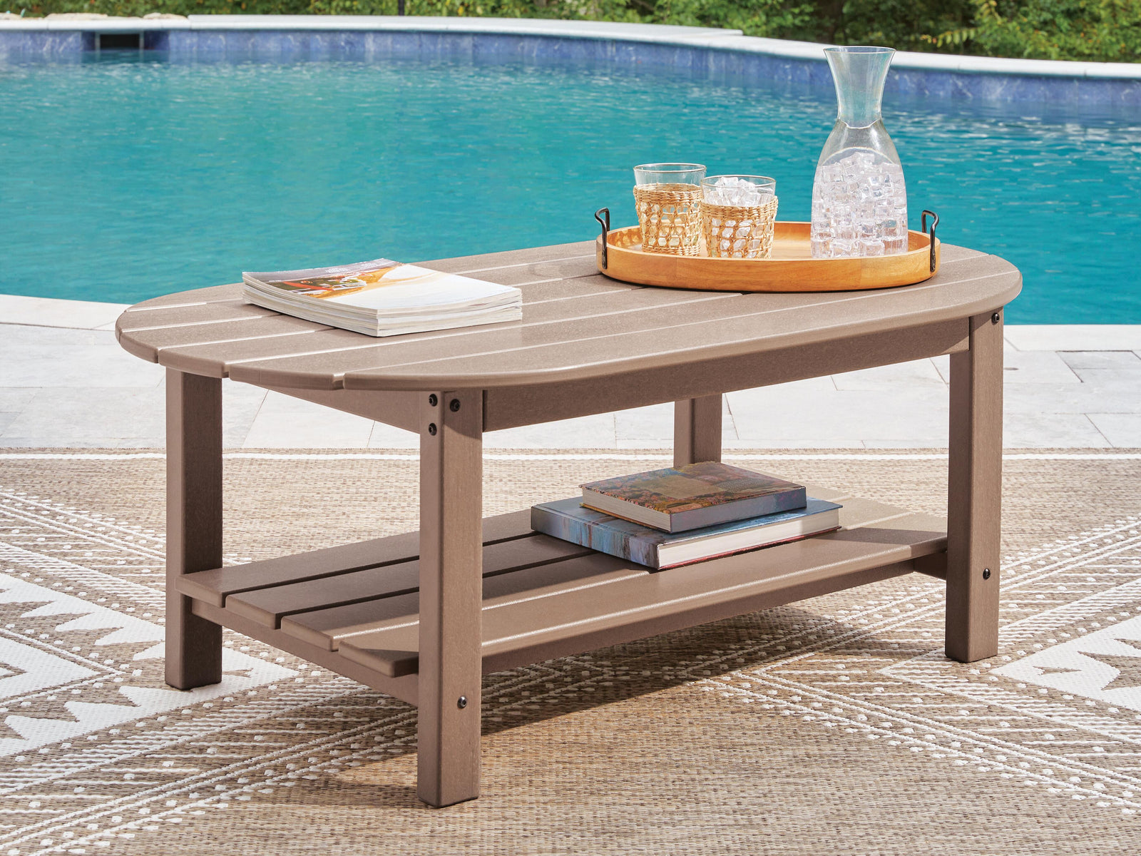 Grover Beach Outdoor Coffee Table - Light Brown (2)