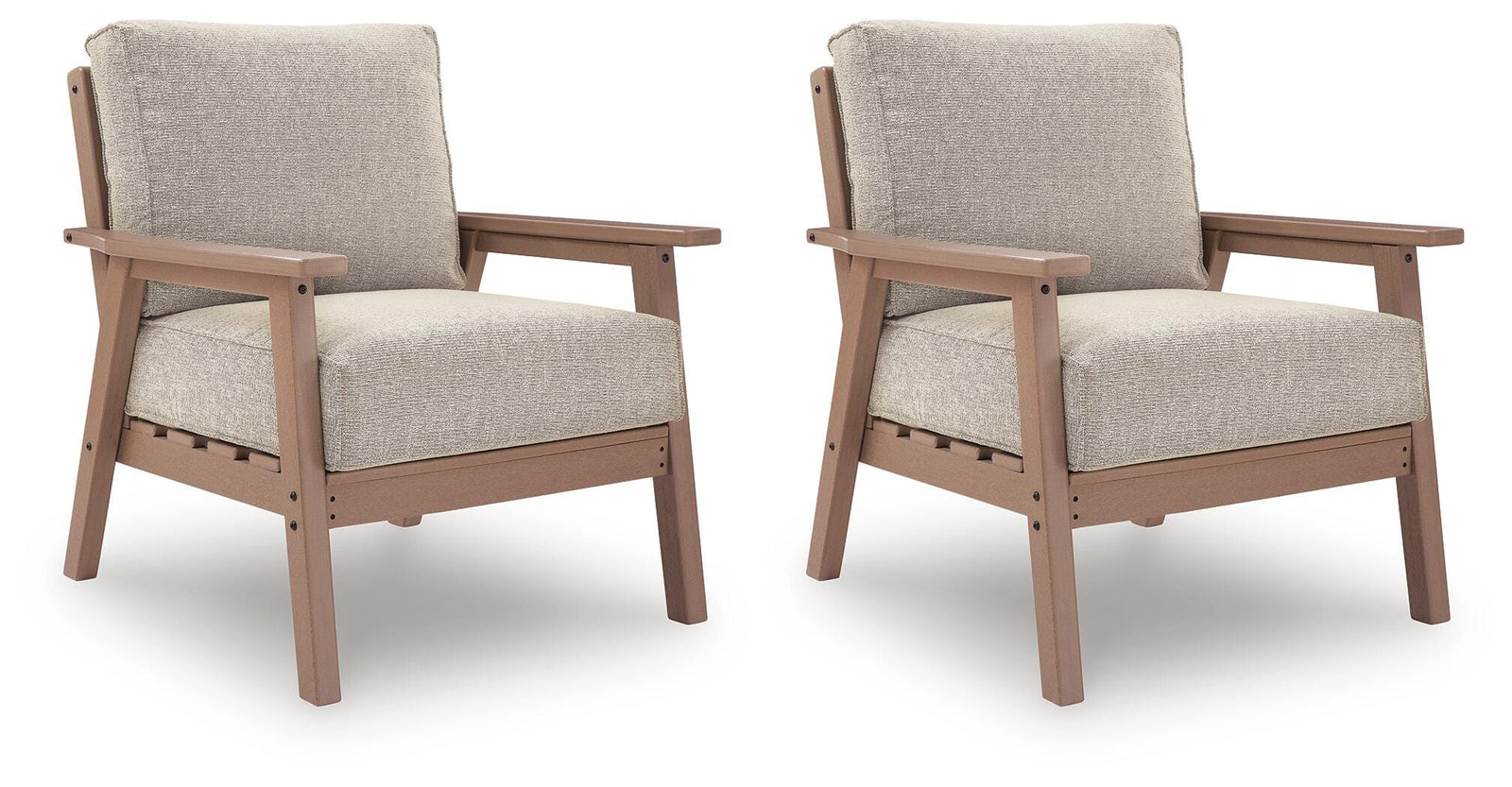 Grover Beach Outdoor Lounge Chair with Cushion (Set of 2) - Light Brown (1)