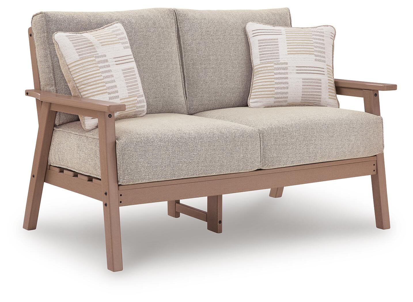Grover Beach Outdoor Loveseat with Cushion - Light Brown (1)