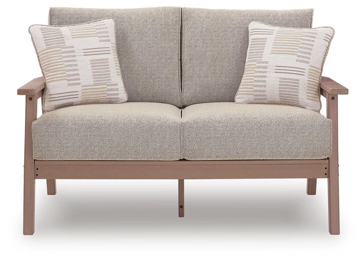 Grover Beach Outdoor Loveseat with Cushion - Light Brown (3)