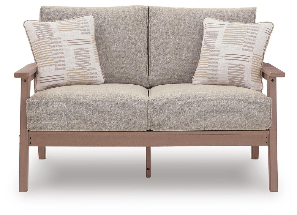 Grover Beach Outdoor Loveseat with Cushion - Light Brown (3)