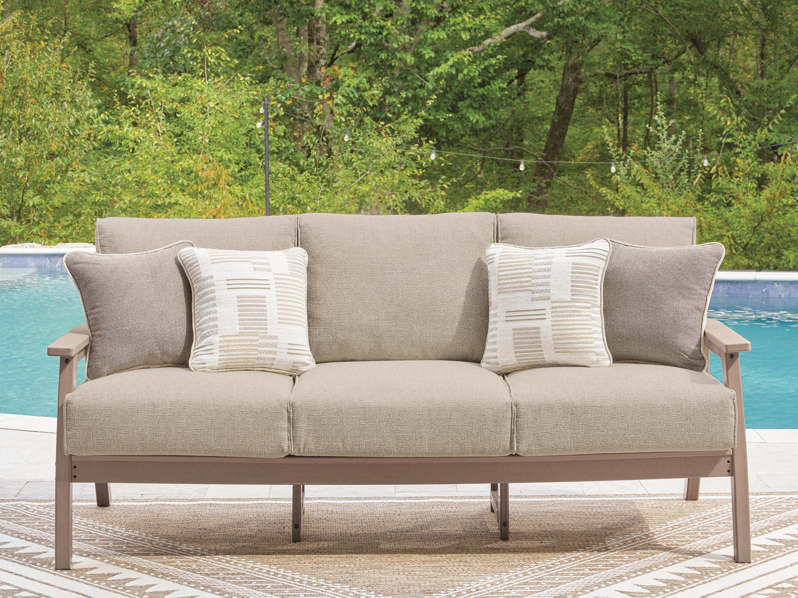 Grover Beach Outdoor Sofa with Cushion - Light Brown (2)