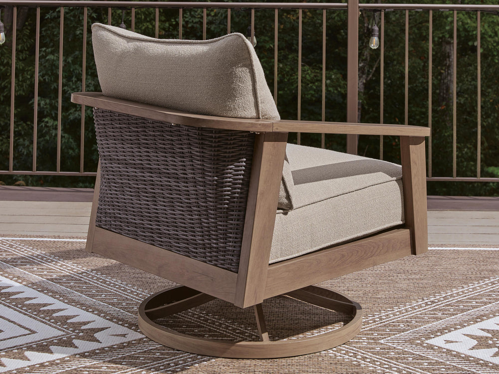 Harmony Headlands Outdoor Swivel Lounge with Cushion - Beige (5)