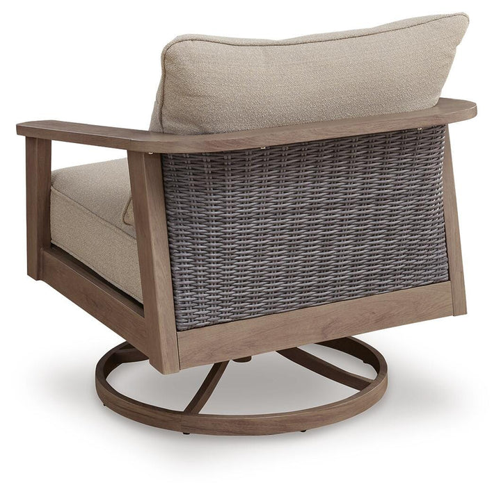 Harmony Headlands Outdoor Swivel Lounge with Cushion - Beige (4)